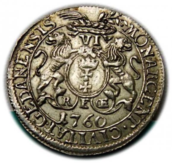 Szóstak 1760 August III Gdańsk (2)