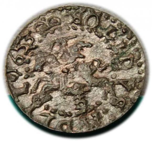 Szeląg 1653 Jan Kazimierz Wilno (2)