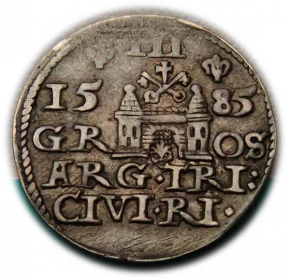 Trojak 1585 Stefan Batory Ryga (2)
