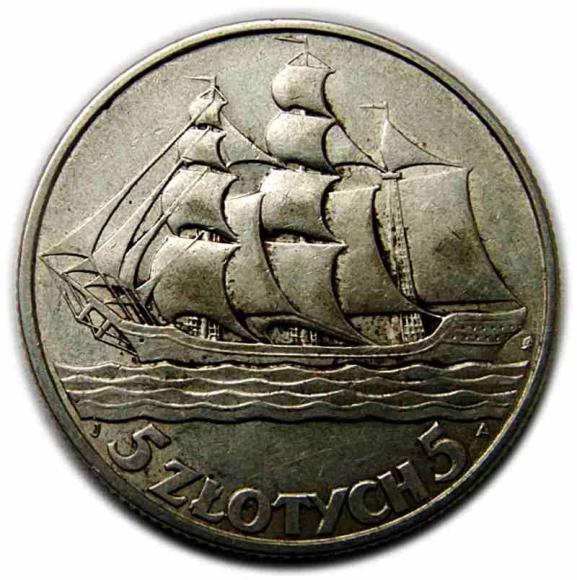 5 złotych 1936 II RP Żaglowiec (1)
