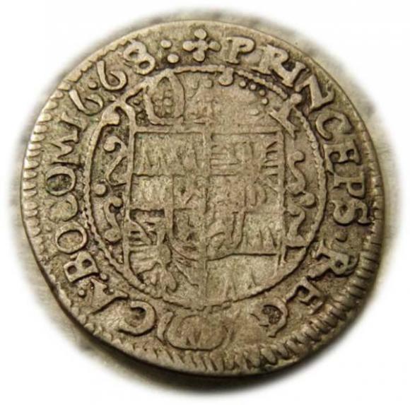 3 kreuzer 1668 Karl II von Liechtenstein Olomouc (2)