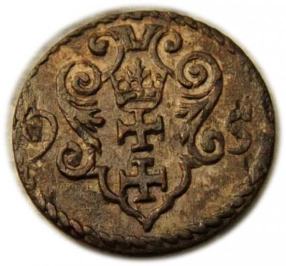 Denar 1595 Zygmunt III Waza Gdańsk (1)