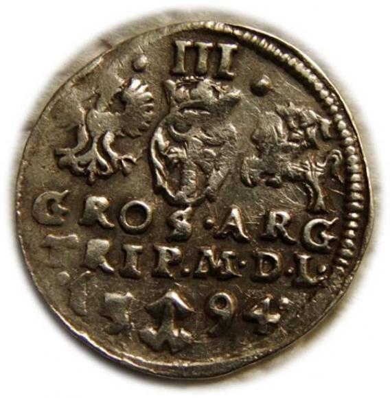 Trojak 1594 Zygmunt III Waza Wilno (2)