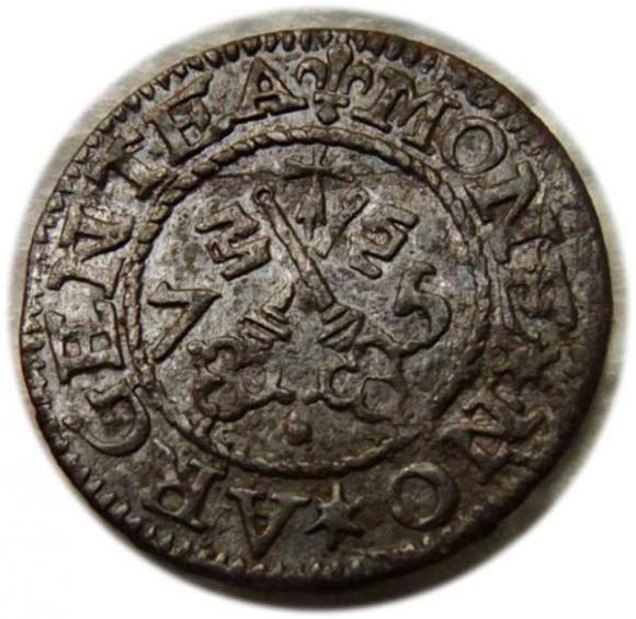 Szeląg 1575 Wolne Miasto Ryga (1)