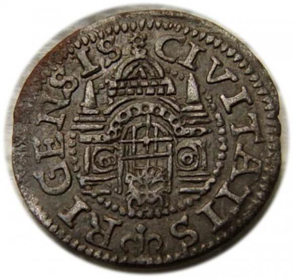 Szeląg 1579 Wolne Miasto Ryga (1)