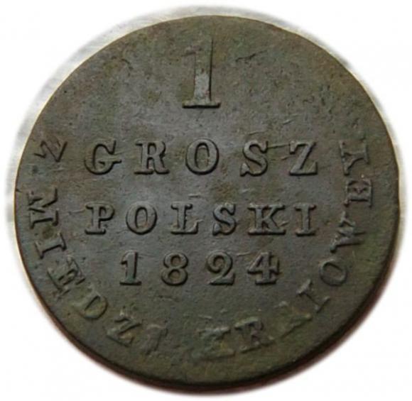 1 grosz 1824 Aleksander I Romanow Królestwo Polskie pod zaborem, Warszawa (1)