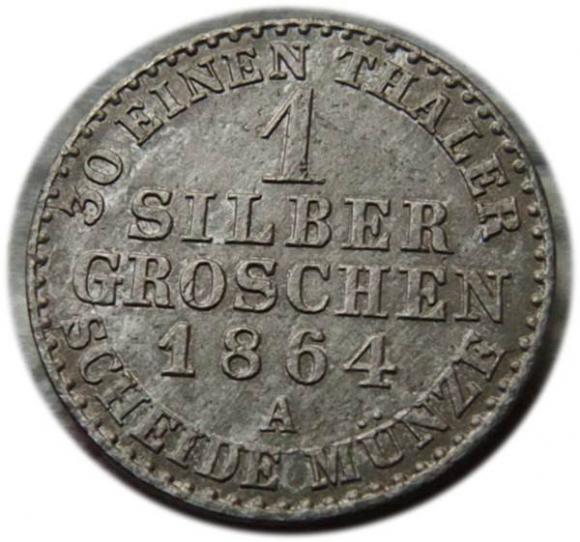 1 srebrny grosz 1864 Wilhelm I Hohenzollern Berlin (1)