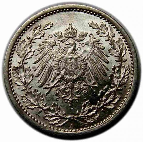 1/2 mark 1916 Wilhelm II Hohenzollern Germany Berlin