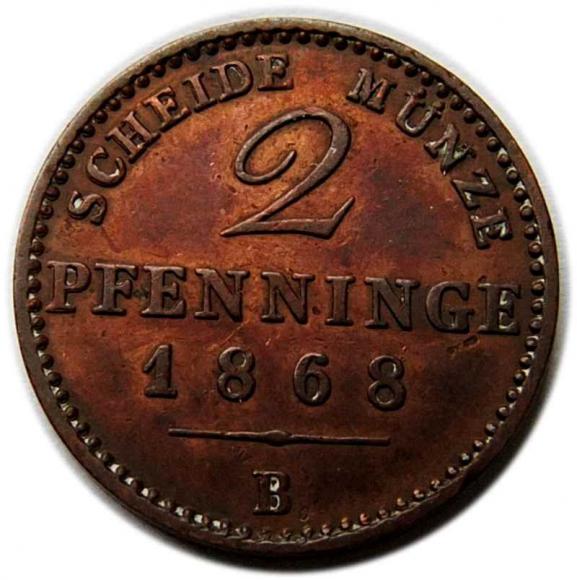 2 fenigi 1868 Wilhelm I Hohenzollern Prusy Berlin (1)