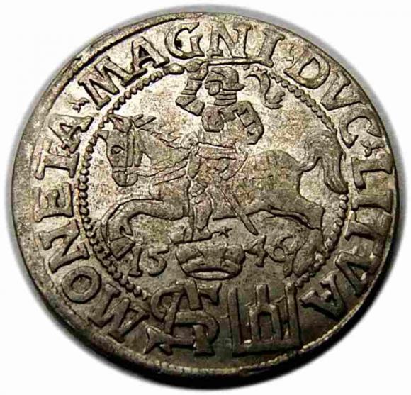 Grosz litewski na stopę polską 1546 Zygmunt II August Wilno (2)