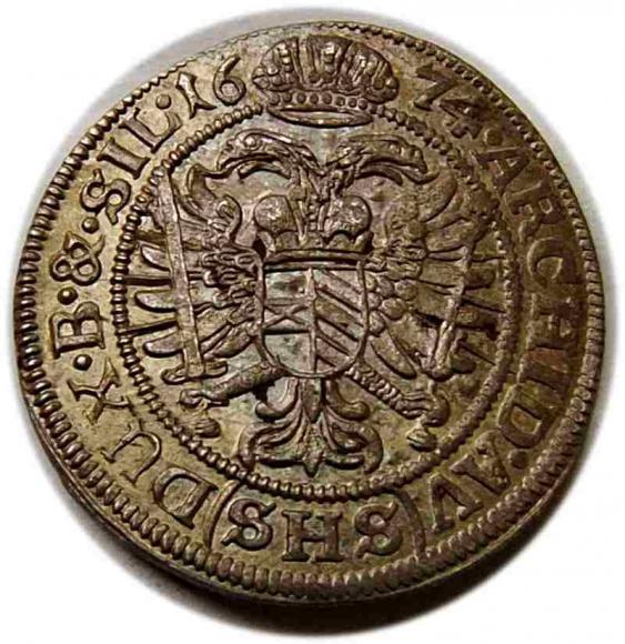 6 krajcarów 1674 Leopold I Wrocław (2)