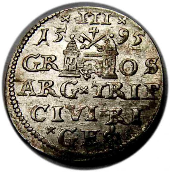 Trojak 1595 Zygmunt III Waza Ryga (2)