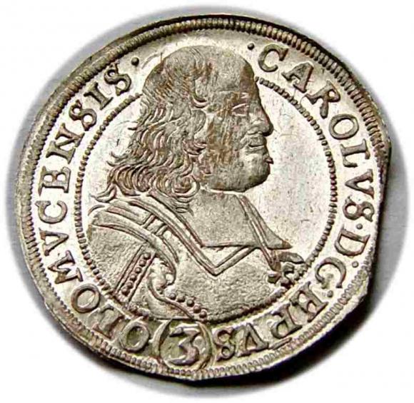 3 krajcary 1695 Karol II Lichtenstein Ołomuniec (1)