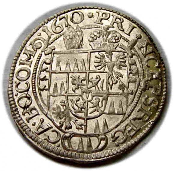 3 kreuzer 1670 Karl II von Liechtenstein Olomouc