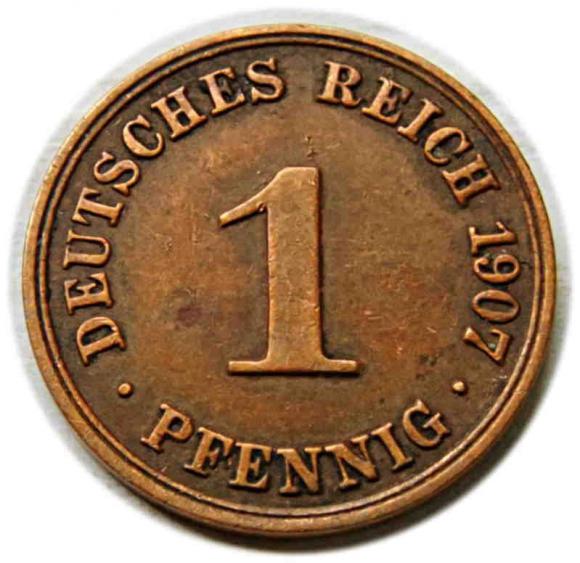 1 fenig 1907 Wilhelm II Hohenzollern Niemcy Berlin (1)