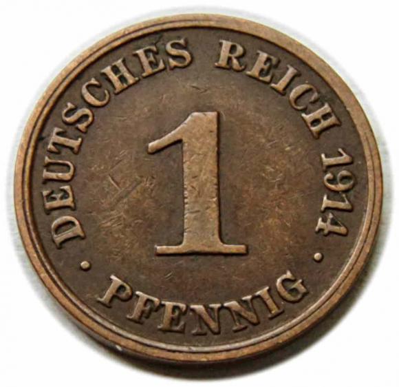 1 Pfennig 1914 Wilhelm II Hohenzollern German Hamburg (1)