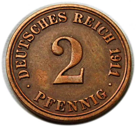 2 fenigi 1911 Wilhelm II Hohenzollern Berlin (1)
