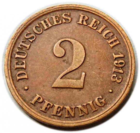 2 fenigi 1913 Wilhelm II Hohenzollern Niemcy Monachium (1)