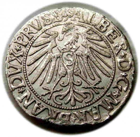 Grosz 1543 Albrecht Hohenzollern Księstwo Pruskie Królewiec (2)