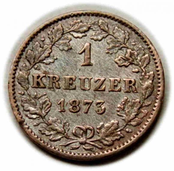1 krajcar 1873 Karol Wirtemberski Wirtembergia (1)