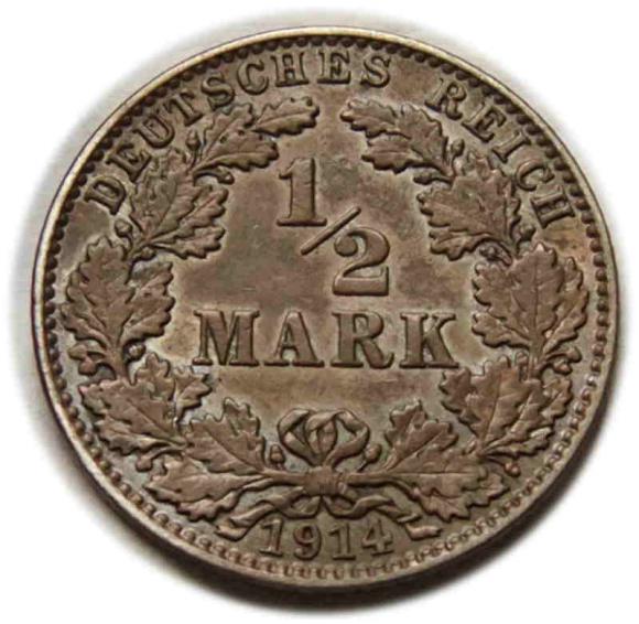 1/2 marki 1914 Wilhelm II Hohenzollern Niemcy Hamburg (1)