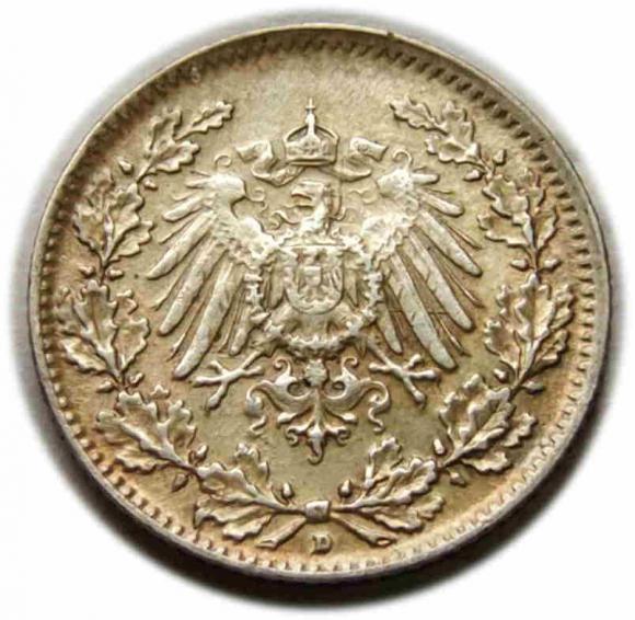 1/2 mark 1916 Wilhelm Germany Munich
