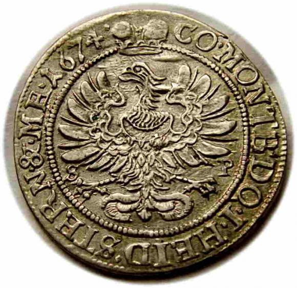 6 krajcarów 1674 Sylwiusz Fryderyk Witemberski Śląsk Oleśnica (2)