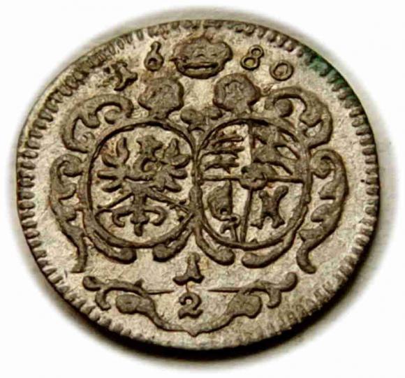 1/2 krajcara 1680 Krystian Ulryk Wirtemberski Księstwo Oleśnickie Oleśnica (1)