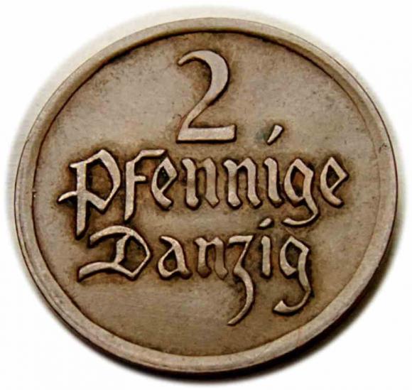 2 pfennig 1926 Free City of Danzig Gdansk Berlin