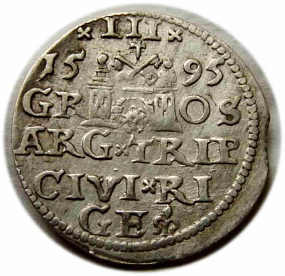 Trojak 1595 Zygmunt III Waza Ryga (2)