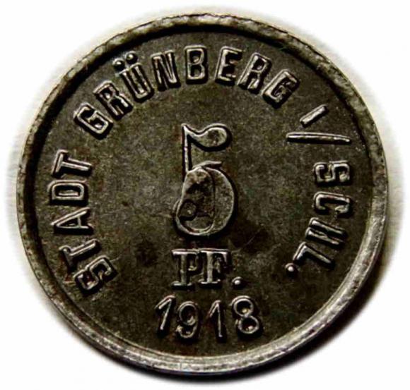 5 fenigów 1918 Zielona Góra / Grunberg (2)