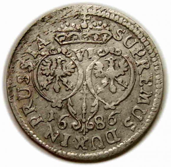 Szóstak 1686 Fryderyk Wilhelm Prusy Królewiec (2)