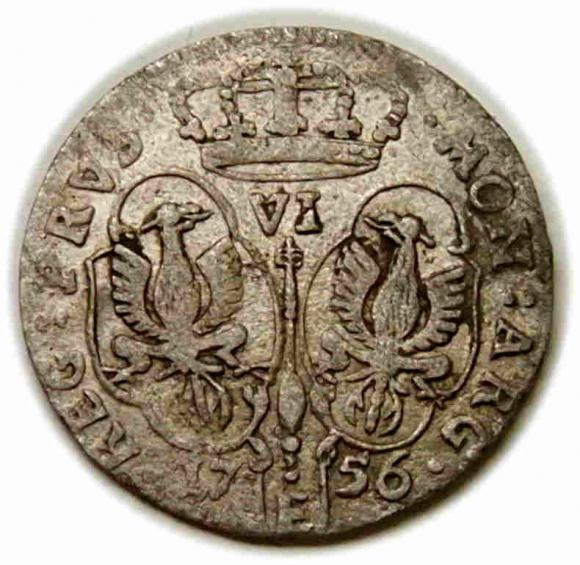 Szóstak 1756 Fryderyk II Wielki Prusy Królewiec (2)