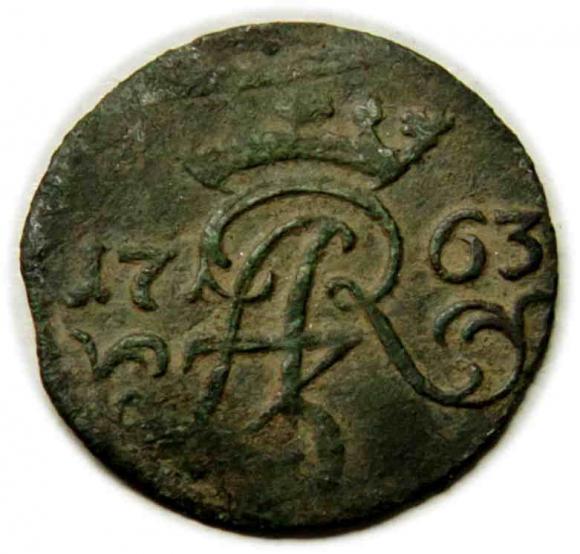 Szeląg 1763 August III Elbląg (2)