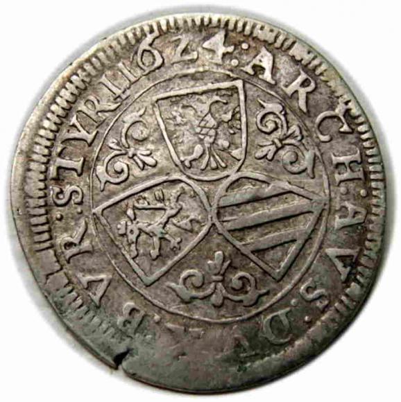 3 krajcary 1624 Ferdynand II Habsburg Austria Graz (2)