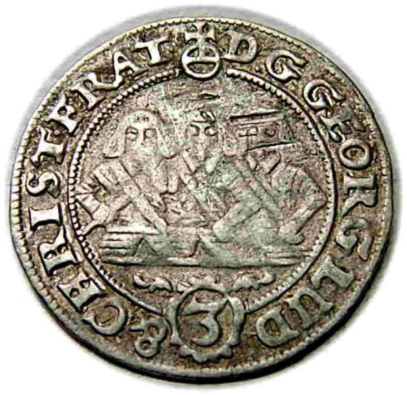 3 krajcary 1657 Jerzy III, Ludwik IV, Christian, Księstwo Brzesko - Legnicko - Wołowskie, Brzeg (1)