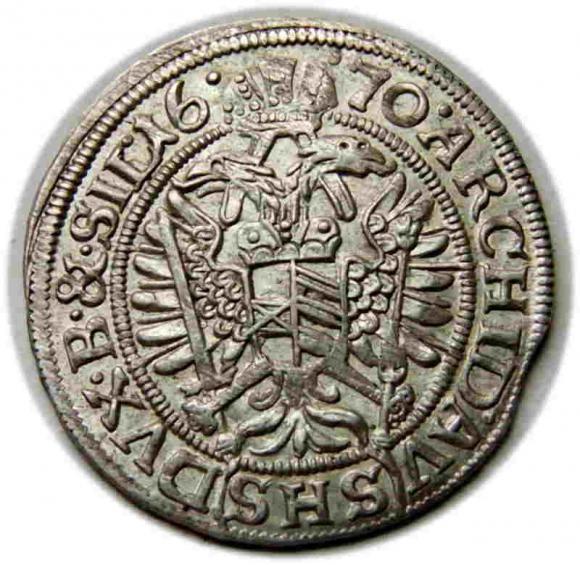 3 krajcary 1670 Leopold I Habsburg Wrocław (2)