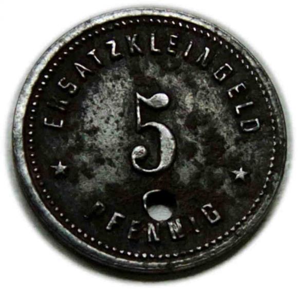 5 fenigów Główne Warsztaty Kolejowe Racibórz / Eisenbahn Haupt - Werkstatt Ratibor (1)