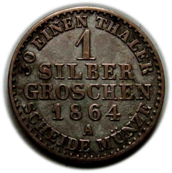 1 silber groschen 1864 Wilhelm I Hohenzollern Prusy Berlin (2)
