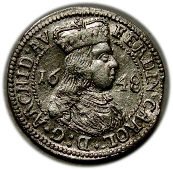 3 krajcary 1648 Ferdynand Karol Austria Hall (1)