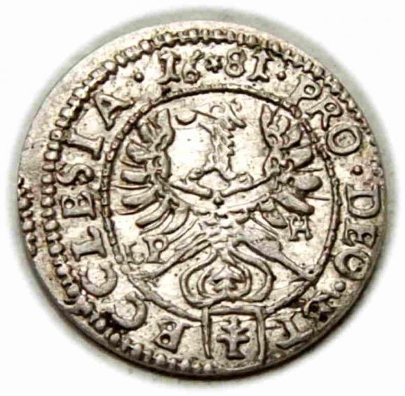 1 krajcar 1681 Fryderyk Heski Księstwo Nyskie Biskupów Wrocławskich Nysa (2)