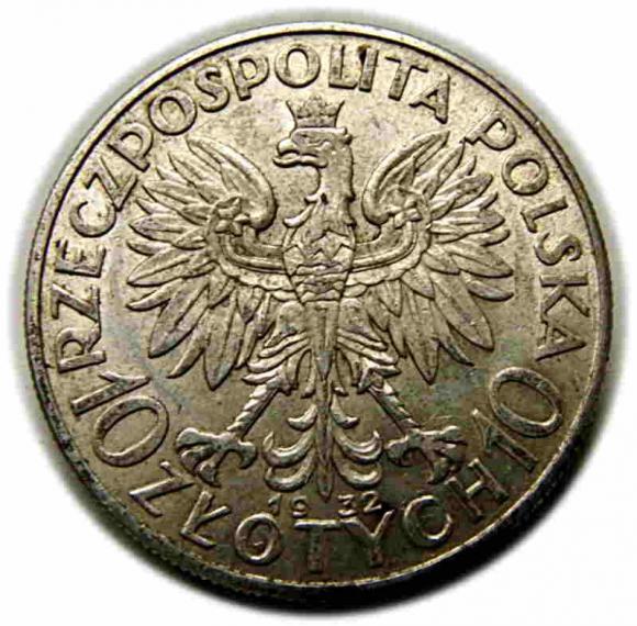 10 złotych 1932 Głowa Kobiety II RP Londyn (2)