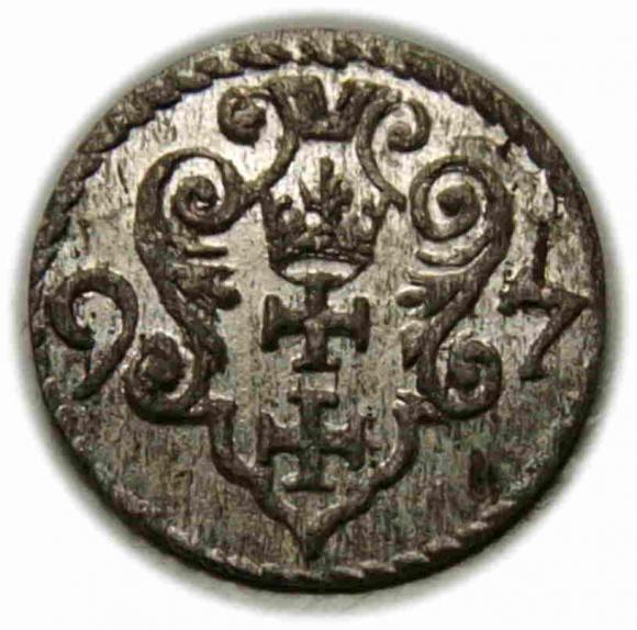 Denar 1597 Zygmunt III Waza Gdańsk (1)