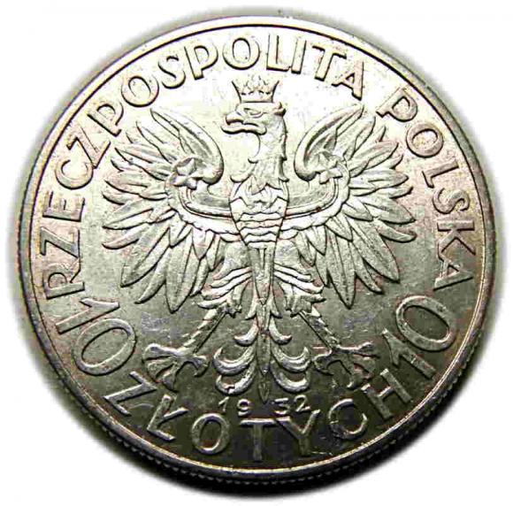 10 złotych 1932 Głowa Kobiety II RP Londyn (2)