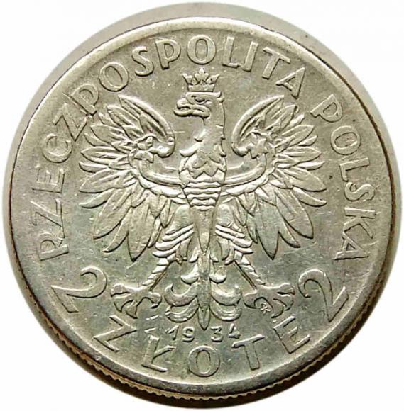 2 złote 1934 Głowa Kobiety II RP Warszawa (2)