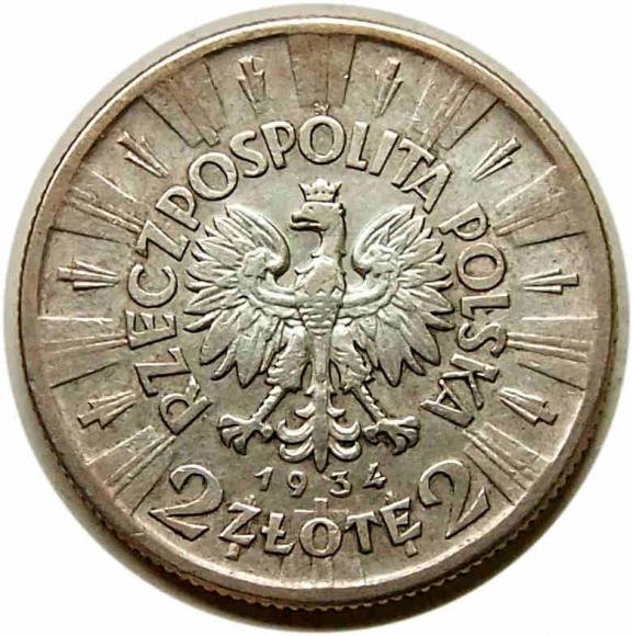 2 złote 1934 Józef Piłsudski II RP Warszawa (2)