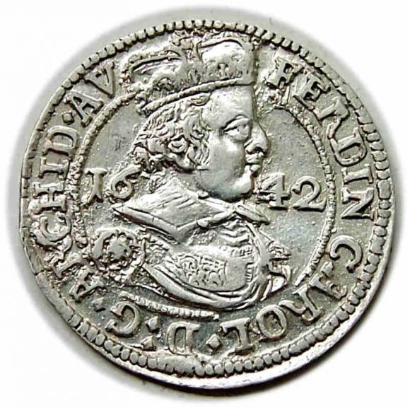3 krajcary 1642 Ferdynand Karol Austria Hall (1)