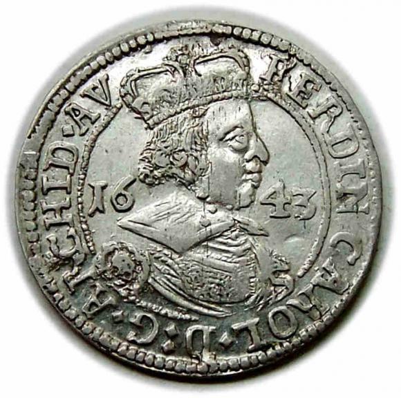 3 kreuzer 1643 Ferdinand Charles Austria Tyrol Hall (1)
