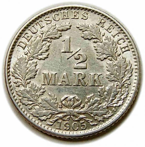 1/2 marki 1905 Wilhelm II Hohenzollern Niemcy Hamburg (1)