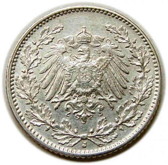 1/2 marki 1905 Wilhelm II Hohenzollern Niemcy Hamburg (2)